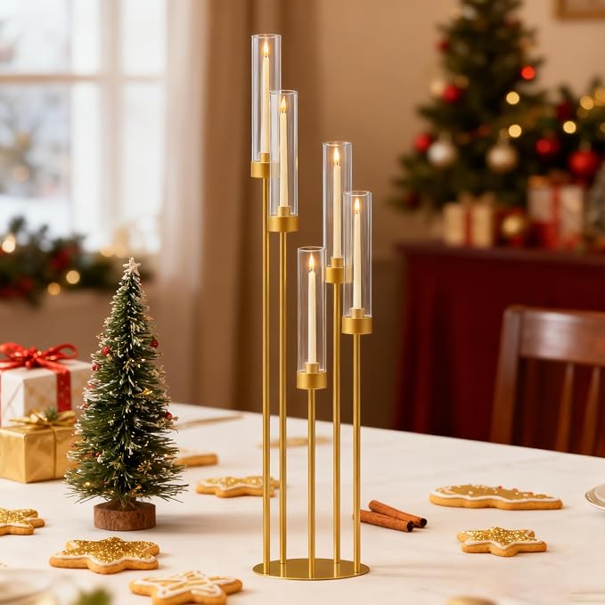35in 2 Set Gold Candelabra Candle Centerpieces - Image 7