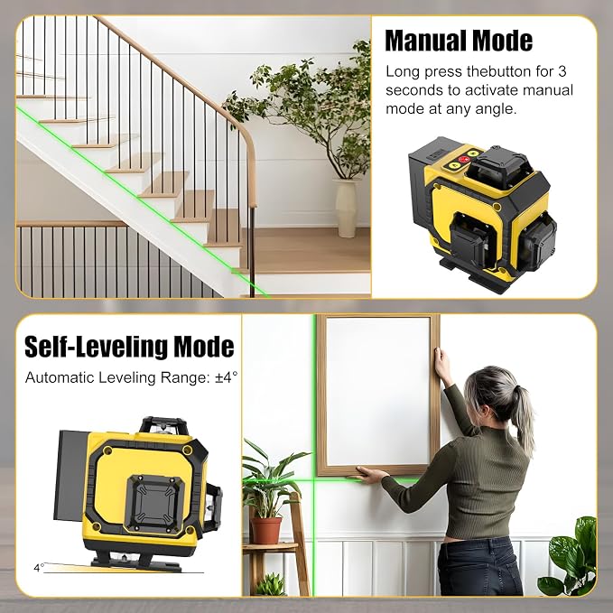 360 Laser Level with Tripod, Self Leveling Laser Leveler Tool, 4x360° Cross - Image 3