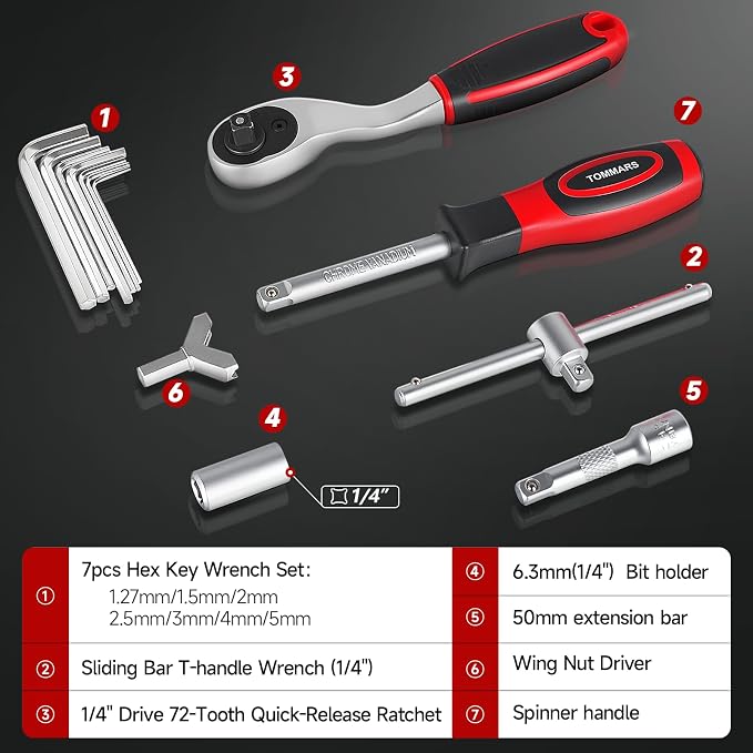 130PCS Mini Ratchet Set, 1/4 Inch Socket Set, Screwdriver Bits. | 72-Tooth - Image 4