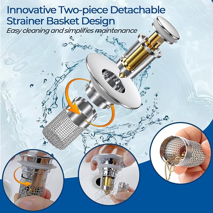 Bathroom Sink Drain Strainer, Pop-up Sink Drain Strainer - Image 8