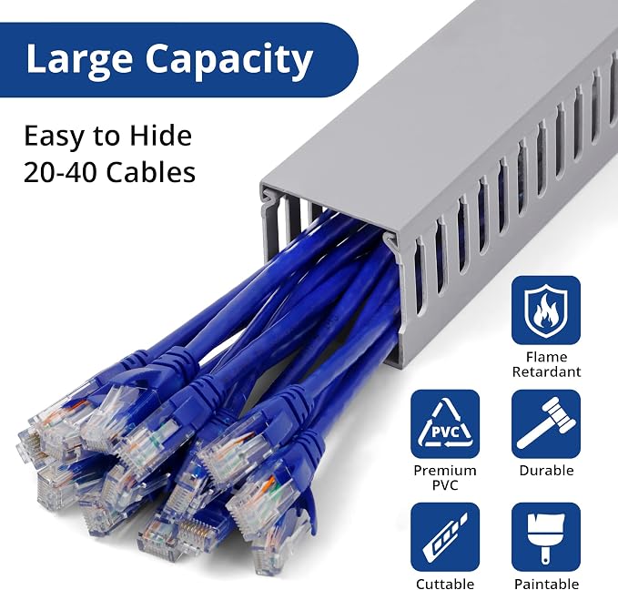 ZhiYo 2"H x 2"W Cable Raceway, 6ft Under Desk Wire Management Channel, 2 Pack - Image 3