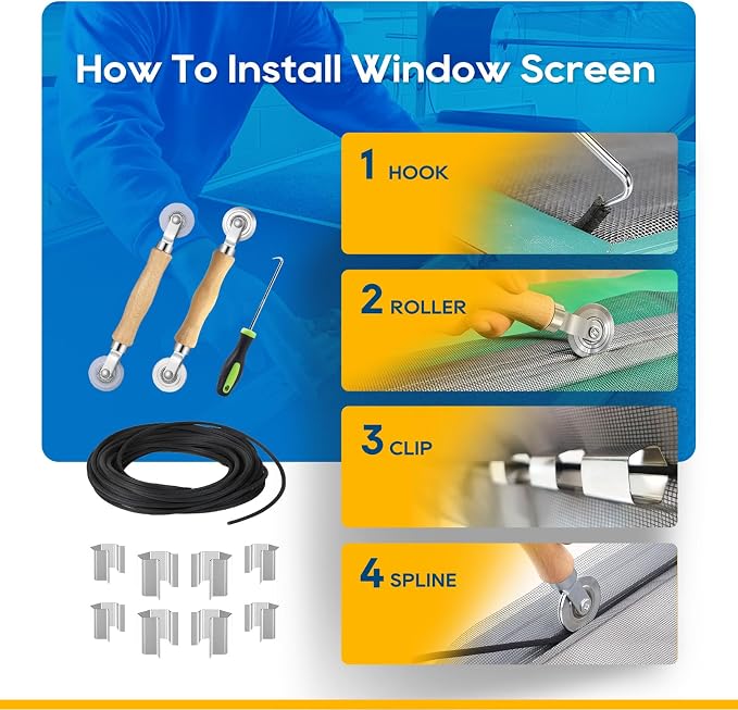 King&Charles Window Screen Replacement, 6in1 Window Screen Door Repair Kit | - Image 7