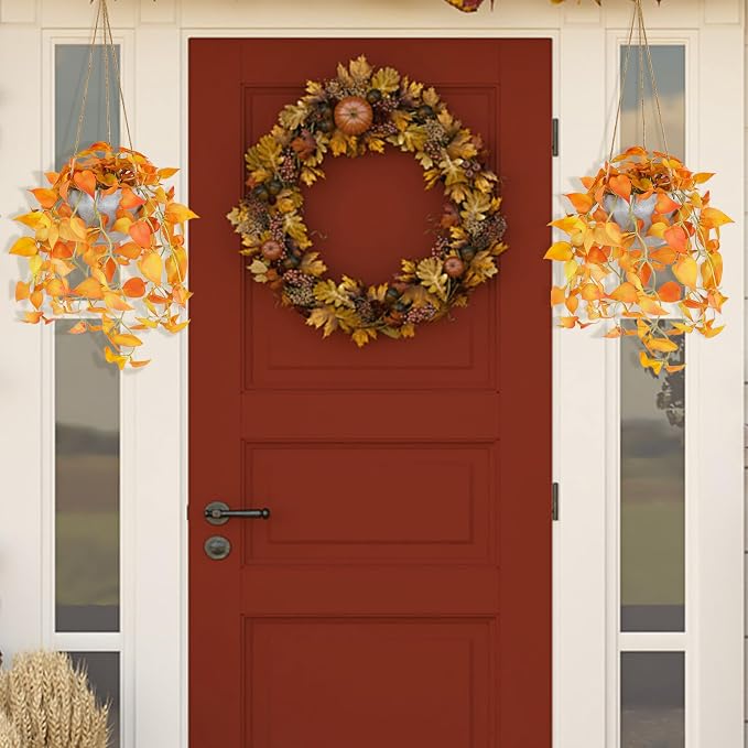 TNNTOPELE 2 Pack Autumn Fake Hanging Plants - Image 5