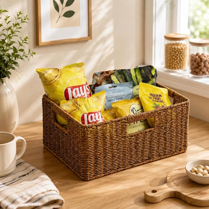 Large Wicker Basket, Waterproof Wicker Storage Basket - Image 3