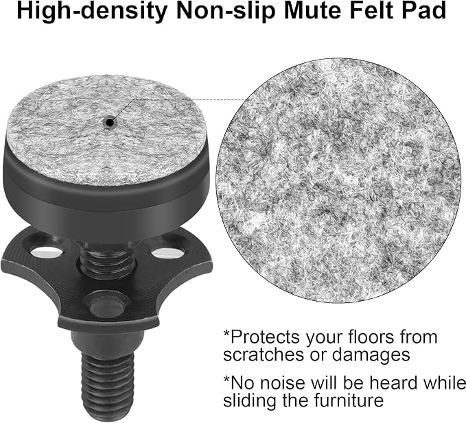 Heavy Duty Furniture Levelers 3/8''-16 Thread w/ T-Nut Kit Furniture Leveling - Image 3