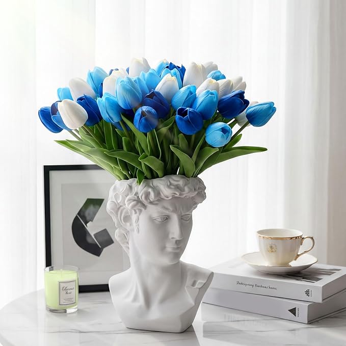 Janinka 150pcs Artificial Tulip Flowers Fake PU Tulips Faux Latex Bouquet - Image 3