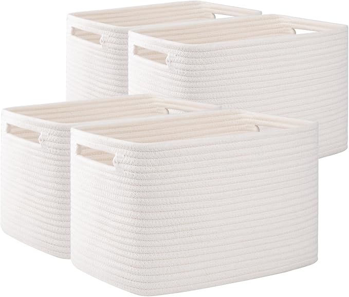 OIAHOMY 4 Pack Storage Baskets for Organizing 24L Cube Storage Bins White | by MasterofSpaceOptimization
