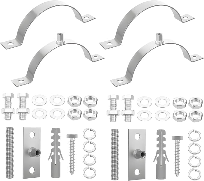 2 Sets 6 Inch Adjustable Pipe Bracket, Heavy Duty Galvanized Steel Split Ring - Image 3