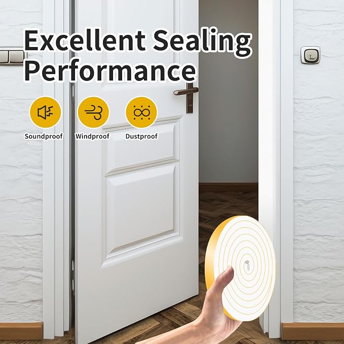 Weather Stripping Tape for Door, High Density CR, 1 in x 1/2 in x 13Ft | - Image 4