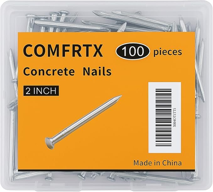 Concrete Nails 2 Inch for Masonry & Cement Walls | 100Pcs Galvanized Steel by COMFRTX