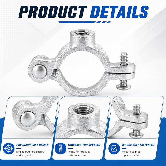 30 Pack 1/2 in. Hinged Split Ring Pipe Hanger, Tubing and Industrial Vintage - Image 3