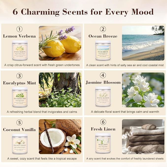 6 Pack Scented Candles Gift Set, 42oz Soy Candles, Jar Candles - Image 3