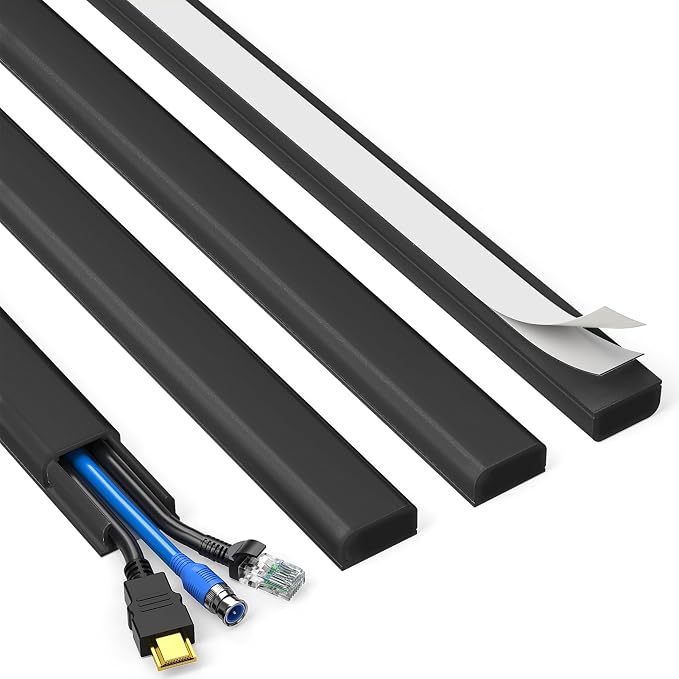 Delamu Black Cord Hider, 56.7in Black Cable Hider, Cord Covers by DELAMU