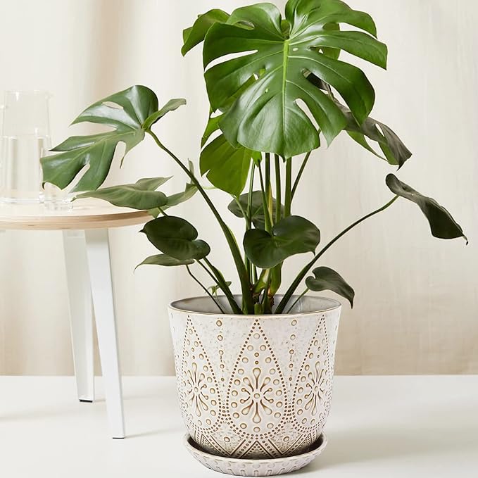 Gepege 8 Inch White Ceramic Plant Pot - Image 5