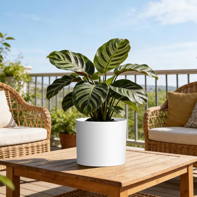 Plant Pots, 10/9/8 Inch 3 Pack Cylindrical Flower Pots - Image 6
