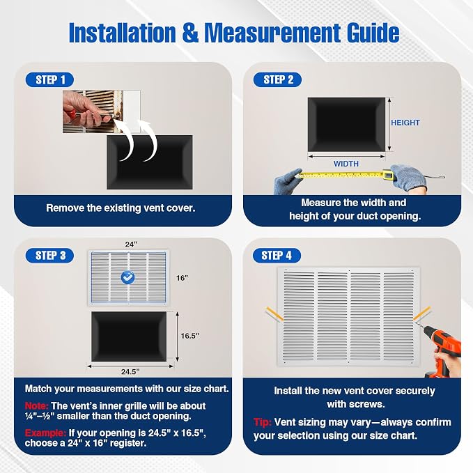 Fancat 24x16 Duct Opening | Steel Return Air Grille | Vent Cover Grill - Image 5