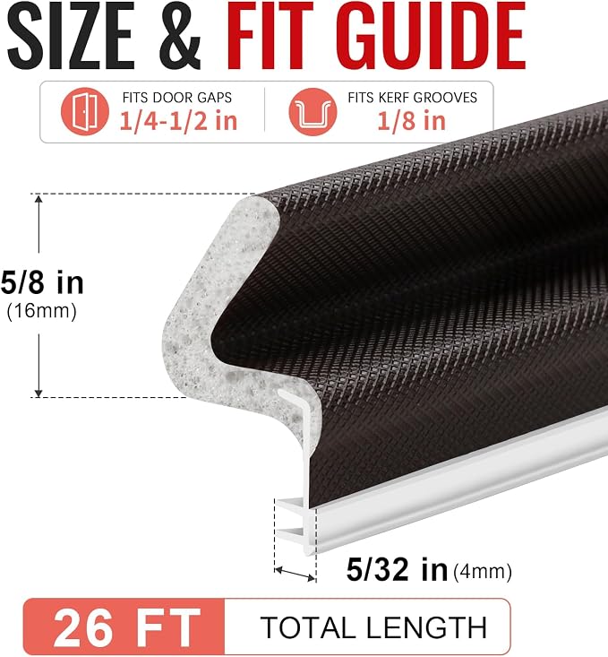 Litaibai 26 ft Kerf Weather Stripping Door Seal - Image 4