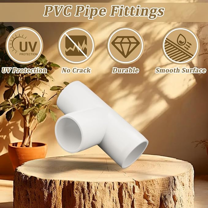 12-Packs 3/4 Inch Tee PVC Fittings, Furniture Grade Pipe Fittings 3 Way - Image 5