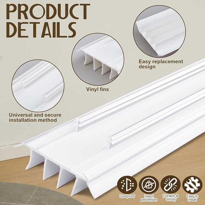 Pushglossy 2 Pcs Kerf Style Door Bottom Seal - Image 3