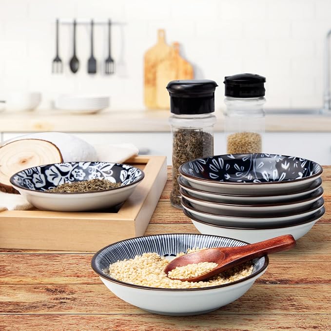 Eisinly 6 Pack Dipping Bowls, 3 OZ Small Ceramic Soy Sauce Dish, Vintage Blue | - Image 2