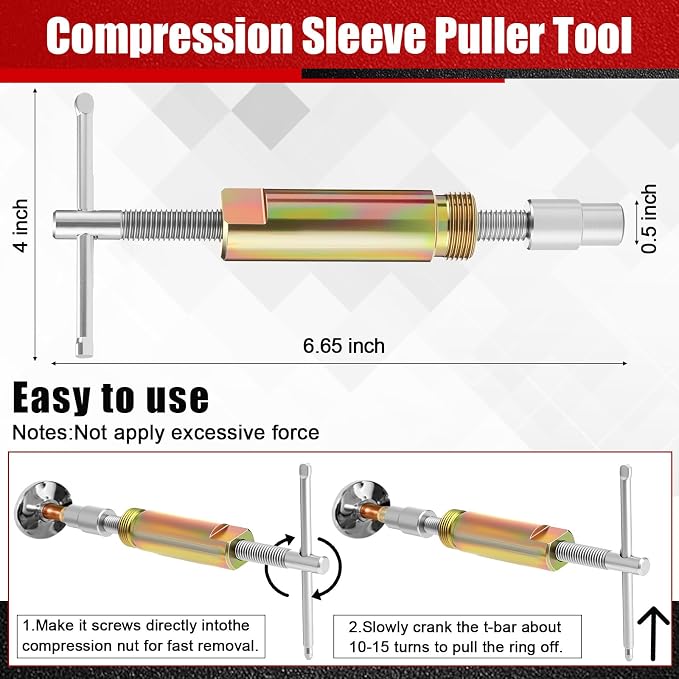 5 Pcs Angle Stop Wrench Kit Plumbing Tool, Compression Sleeve Puller - Image 4