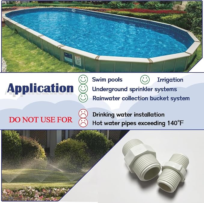 2PCS 2" PVC Pipe Fitting Hex Nipple G2 Male X G2 Male Coupling Adaptor of - Image 6