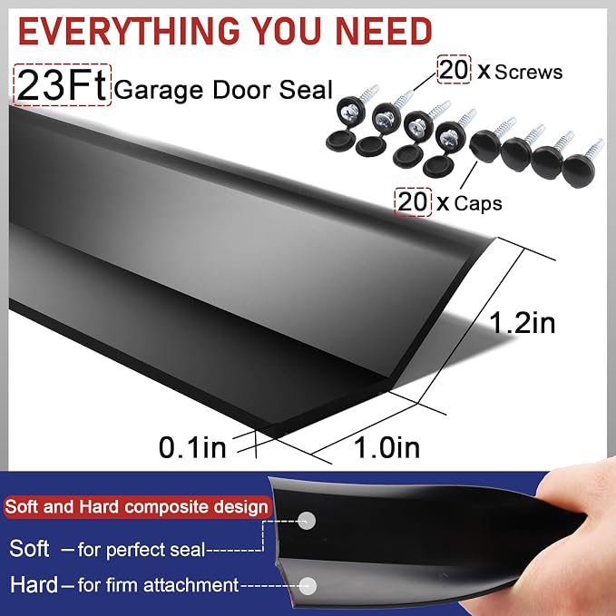 Garage Door Seal Top and Sides - 23 Ft Garage Door Weather Stripping Side Seal - Image 5