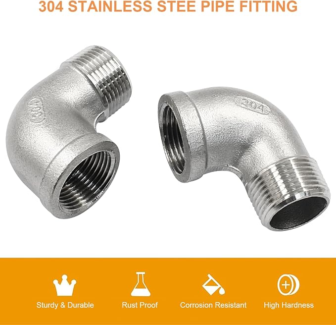 2Pcs 304 Stainless Steel 90 Degree Elbow Fittings, 3/4" NPT | Female x Male - Image 4
