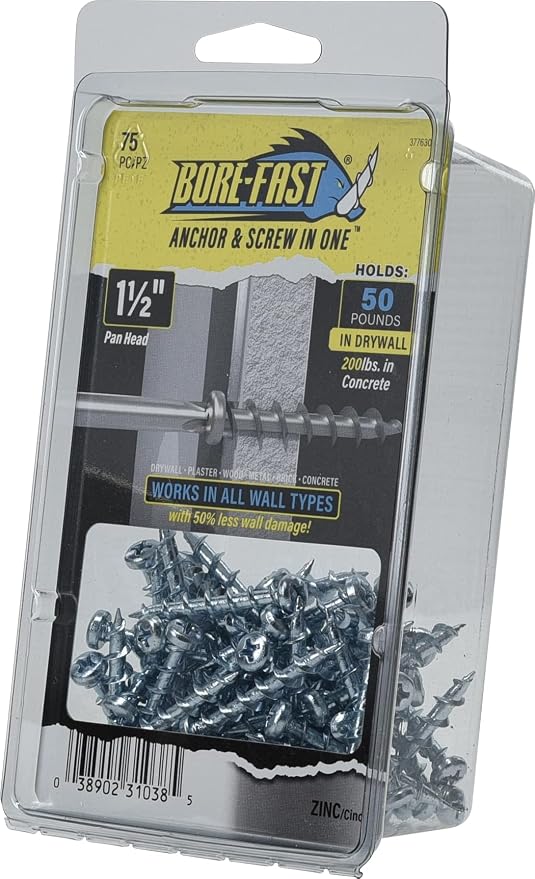Hillman Borefast Drywall Screw Anchors, 75 Pieces, Phillips pan head - Image 8