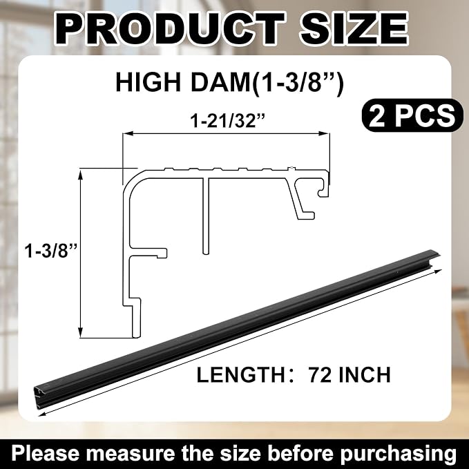 Pangda 2 Pcs 72 L Fixed Vinyl Sill Cap 1-3/8 Inches High Exterior Door - Image 2