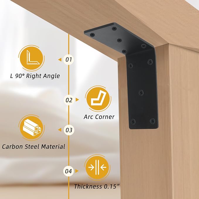 8-Pack 6" x 6" x 2⅜" L Right Angle Bracket, Heavy Duty Corner Bracket | - Image 3