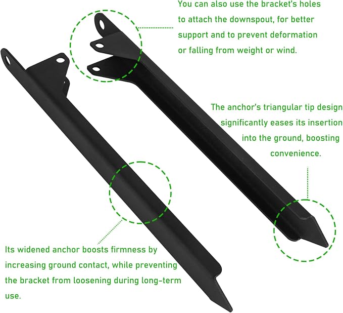2Pcs Rainwater Downspout Bracket, Adjustable Gutter Downspout Holder Stake - Image 3