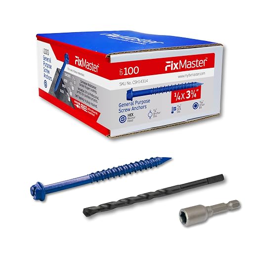 1/4 x 3-1/4" Hex Head Blue Concrete Screw Anchors by Unknown