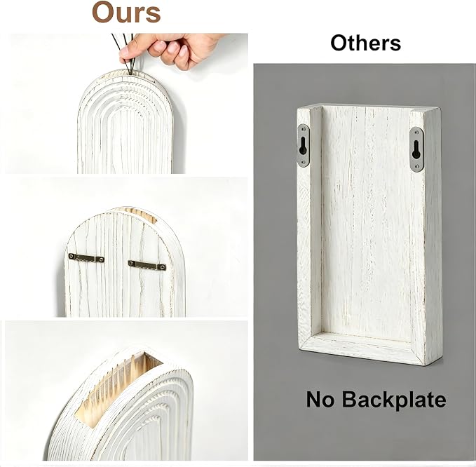 Handmade Wooden Wall Vases Set of 2 - Image 2