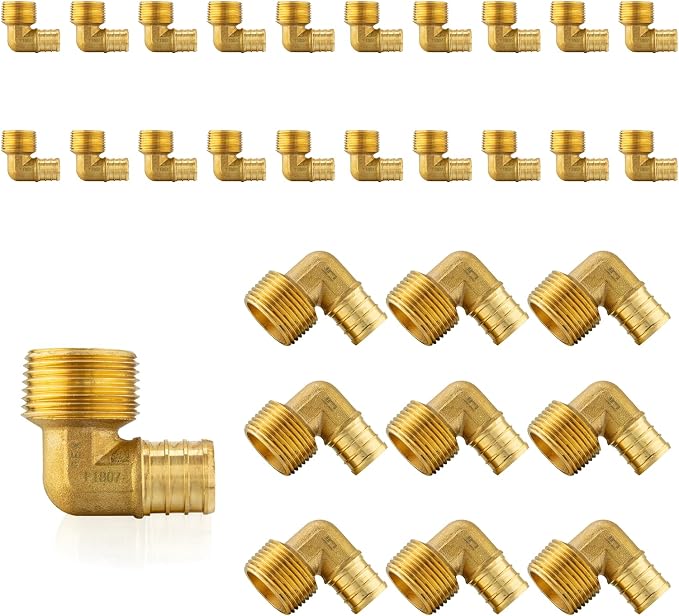 30Pack Seelink PEX Fittings, Pex 3/4" x 1/2" Male Threaded NPT Elbow | Brass by Seelink