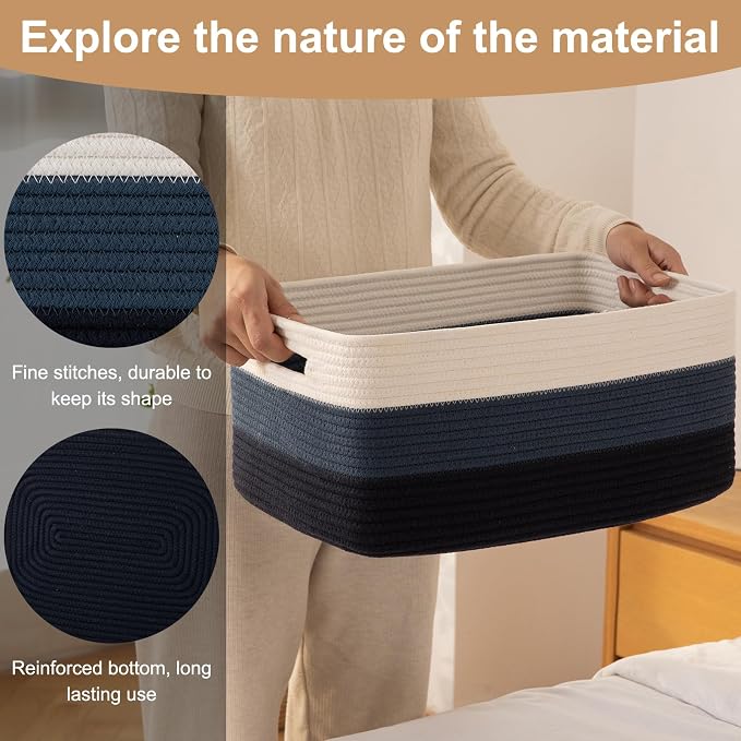 OIASKET Large Storage Basket for Organizing, Woven Rope Basket for Shelves - Image 7