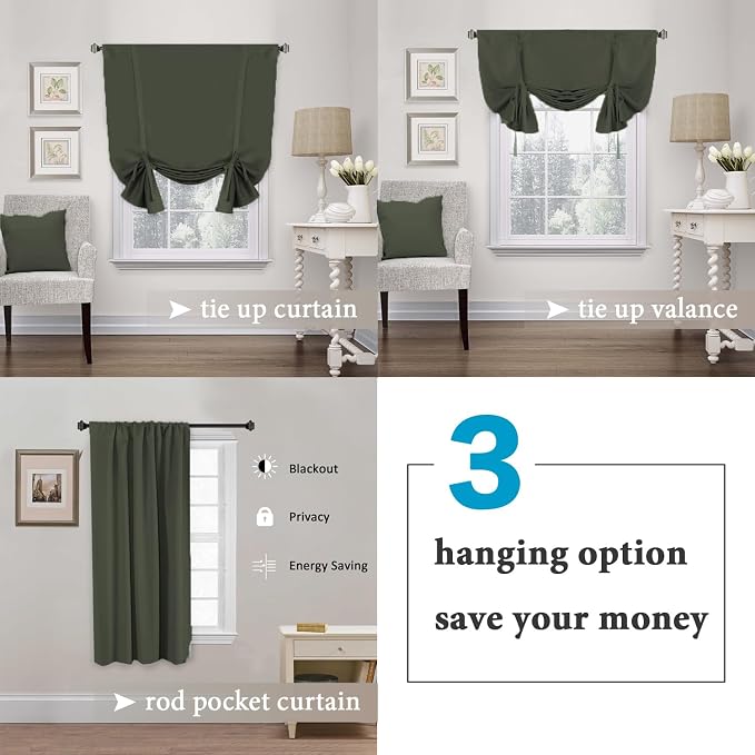 H.VERSAILTEX Blackout Tie Up Curtain Thermal Insulated Window Shade Light - Image 4