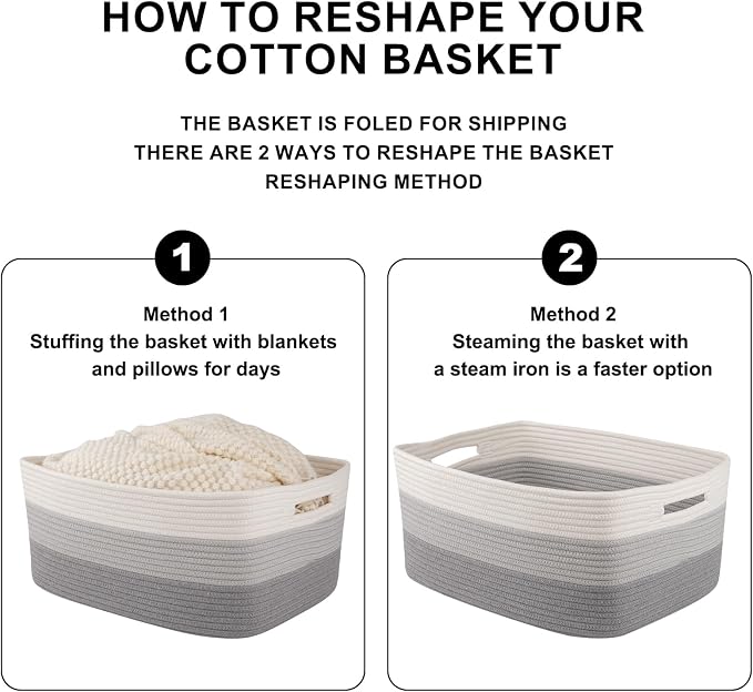 OIASKET Large Storage Basket for Organizing, Woven Rope Basket for Shelves - Image 8