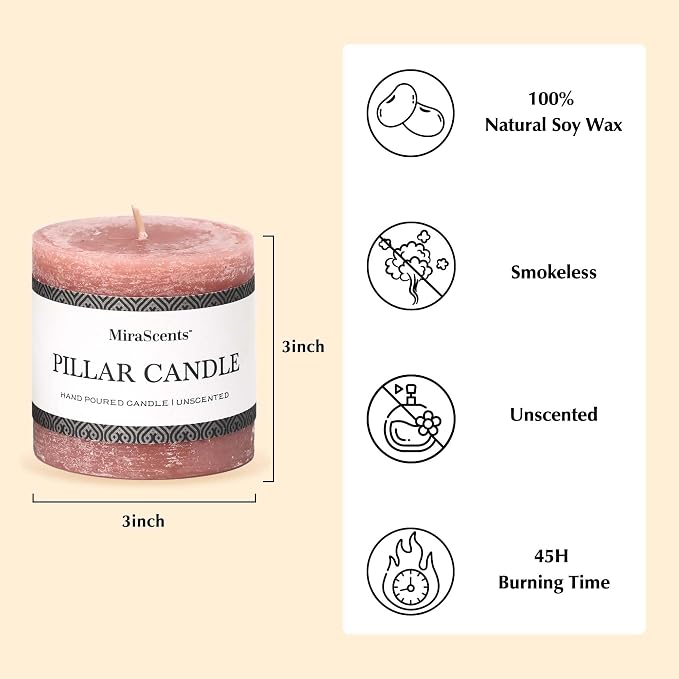 3x3 Inch Brown Pillar Candles Set of 3 - Image 3