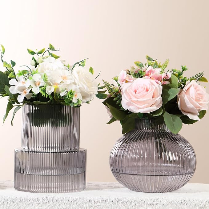 Ribbed Glass Vases, Modern Vase by YANWE