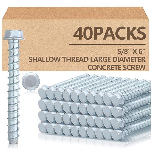 Tandefio 40 Pack 5/8 x 6 Concrete Anchors and Screw Kits Galvanized | Large by Tandefio