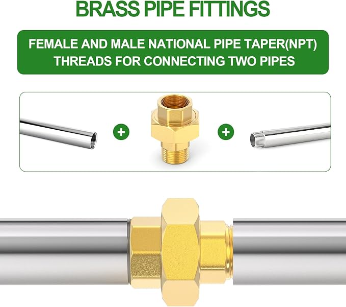 1PCS Brass Union，1/2" NPT Male x 1/2" NPT Female Brass Pipe Fitting - Image 5