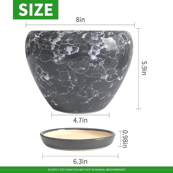 Deep Dream 8 Inch Plant Pots- Ceramic Pots - Image 3