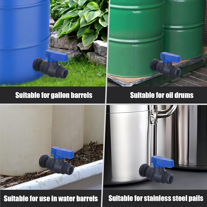 PVC Rain Barrel Spigot Kit 2 Pack 3/4" GHT Garden Hose Shut Off Valve - Image 7