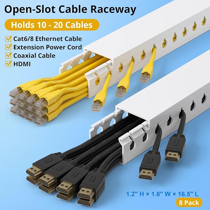 1.2" H x 1.6" W Cable Management Raceway, 132in Under Desk Channel, 16.5in Each - Image 3