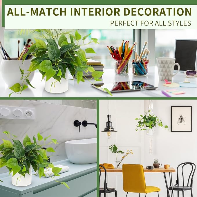 JPSOR Faux Plants Indoor, Pothos Small Fake Plants - Image 6