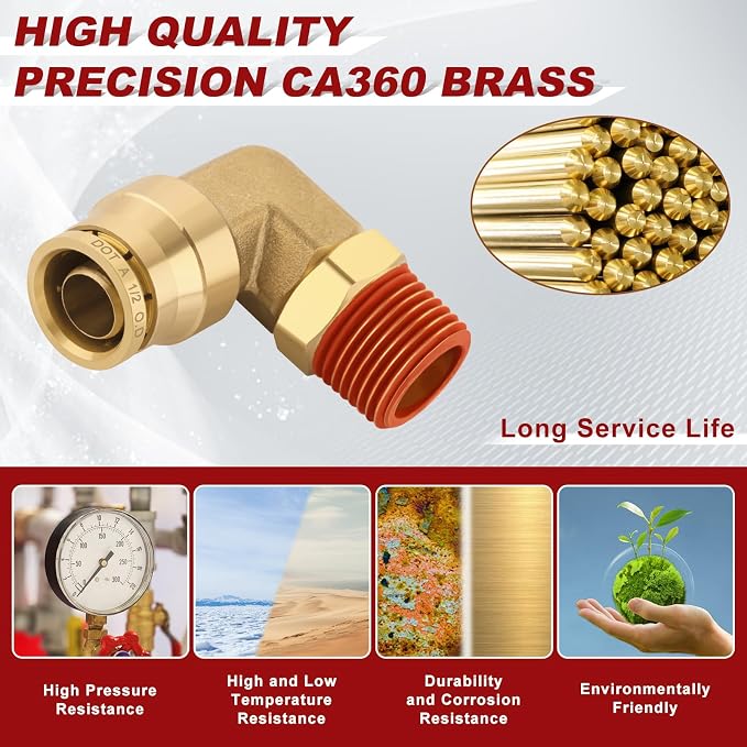 90° Swivel Male Elbow, 1/2" Tube x 3/8" NPT, DOT Approved 5PCS | - Image 2