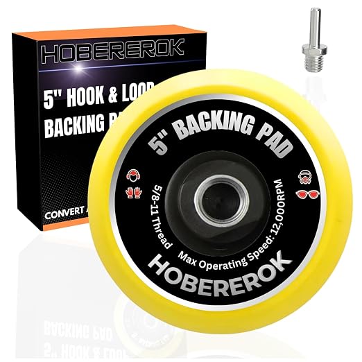 5" Hook and Loop Backing Pad, 5/8"-11 Angle Grinder Sanding Pad | Sanding Disc by HOBEREROK