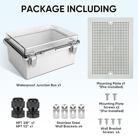 TICONN Outdoor Electrical Box Waterproof, ABS IP67 Junction Box Enclosure | - Image 4