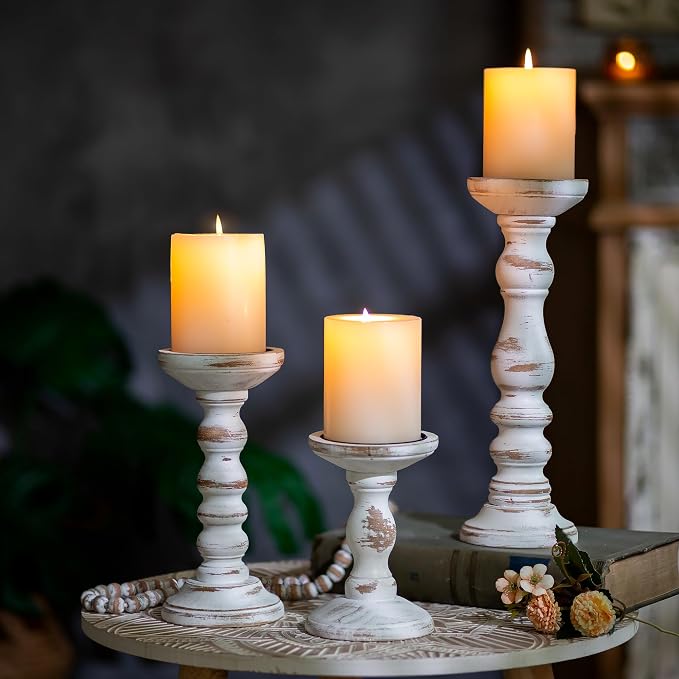 Romadedi Pillar Wood Candle Holders, Dining Tables Centerpieces. - Image 2